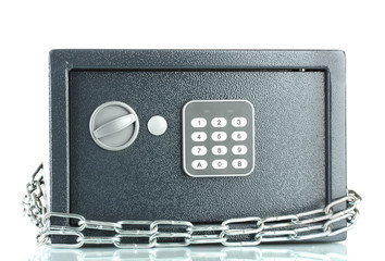 safe and chain isolated on white