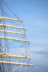 Fototapeta premium Masts and rope of sailing ship.