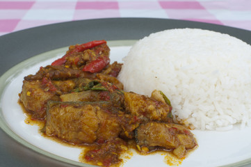 Fried catfish spicy with rice