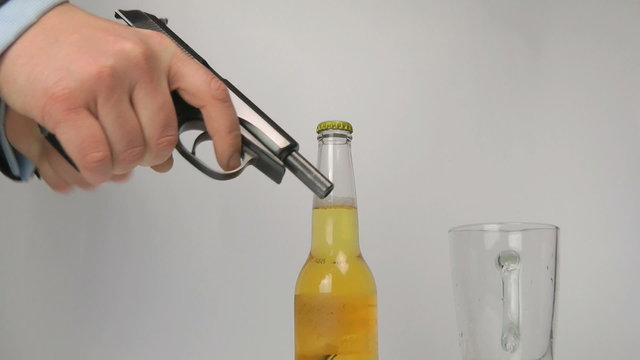 Open a beer bottle gun