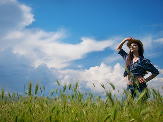 girl in spring field