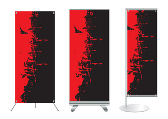 banner stand display with identity background