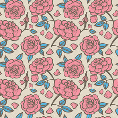 .Seamless floral pattern with roses