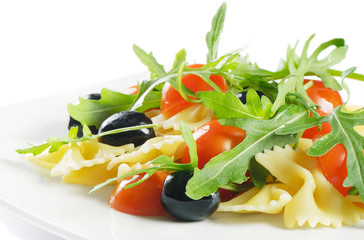 Pasta salad isolated on white