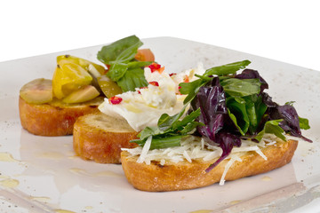 different colored Canapes on a white background