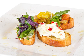 different colored Canapes on a white background