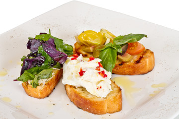 different colored Canapes on a white background