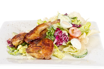 baked quail with the lemon and the eggs