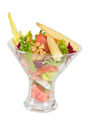 Shrimp cocktail  with corn and salmon