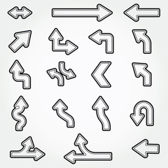 Set vector arrows grunge icons