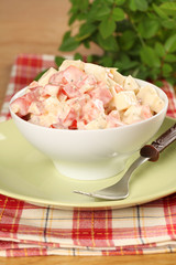 Tomato salad with cheese and eggs