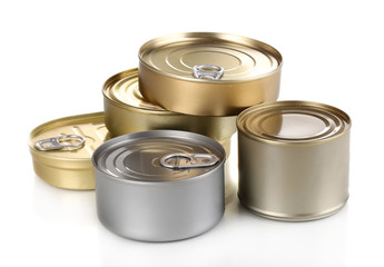 Tin cans isolated on white
