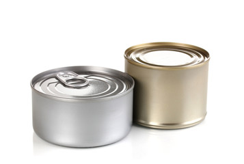 Two tin cans isolated on white