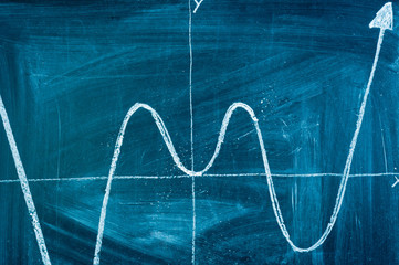 Blue chalkboard with arrow
