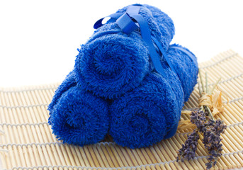 blue towels with lavender