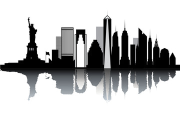 Horizon de New York - illustration vectorielle noir et blanc