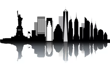 Crédence de cuisine en verre imprimé Doodle Horizon de New York - illustration vectorielle noir et blanc