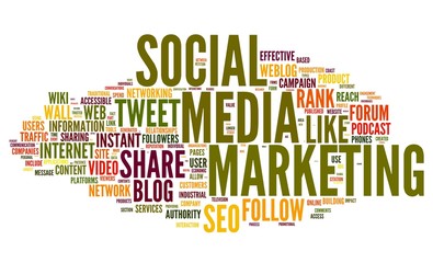 Obraz premium Social media marketing in tag cloud