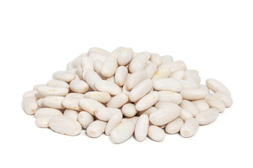 Pile Great Northern Beans isolated on white background.