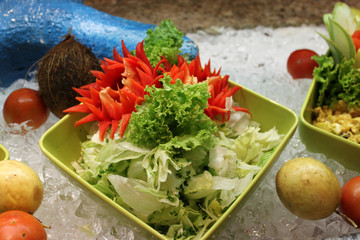 Natural food decoration; flowers made of red peppers
