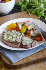 Steak with roasted vegetables