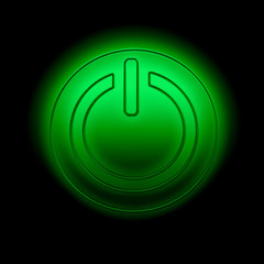 Power button against black background
