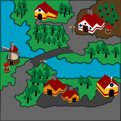 Cute illustration of a village