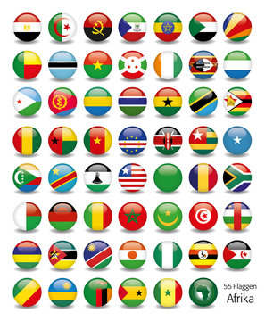 Afrika Flaggen Fahnen Set Buttons Icons Sprachen 1