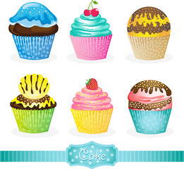 Sweet  cake icons. Vector set