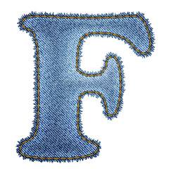 Jeans alphabet. Denim letter F