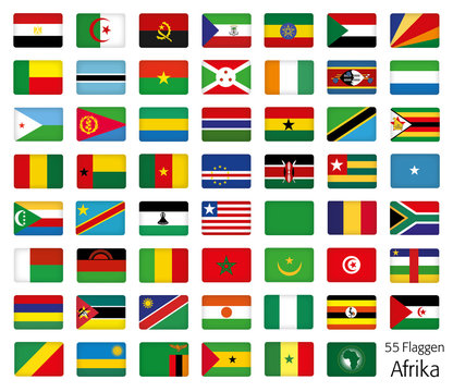 Afrika Flaggen Fahnen Set Buttons Icons Sprachen 2