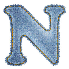 Jeans alphabet. Denim letter N