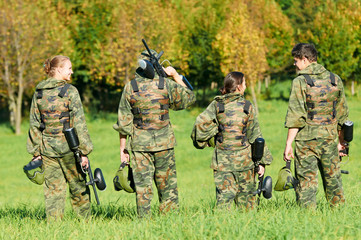 paintball players team after game