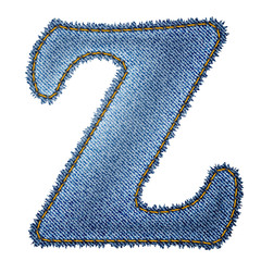Jeans alphabet. Denim letter Z
