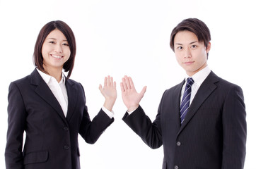 a portrait of asian business team showing