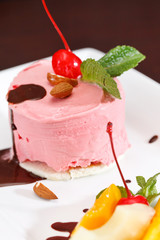 cherry ice cream with fruits