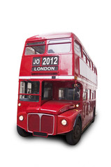 Bus rouge isolé fond blanc 2012 London - obrazy, fototapety, plakaty