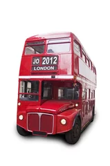 Foto op Canvas Rode bus geïsoleerde witte achtergrond 2012 London © Delphotostock