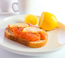 sandwich with salmon.
