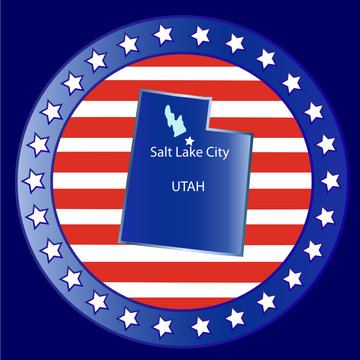 Utah state map seal stamp usa