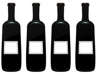 Bottles of wine with blank label