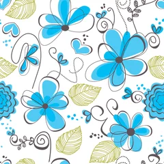 Wall murals Abstract flowers Floral seamless pattern