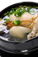 samgyetang, chicken soup with ginseng, korean food