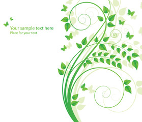 magic spring tree with butterflies and space for text