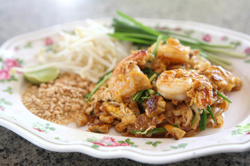 Thai food padthai fried noodle with shrimp