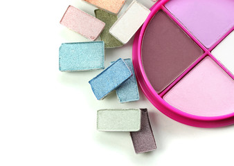 eyes shadow in pink box isolated on white