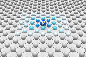 Erdkugel zwischen Kugeln