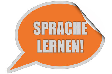 SP-Sticker orange curl oben SPRACHE LERNEN!