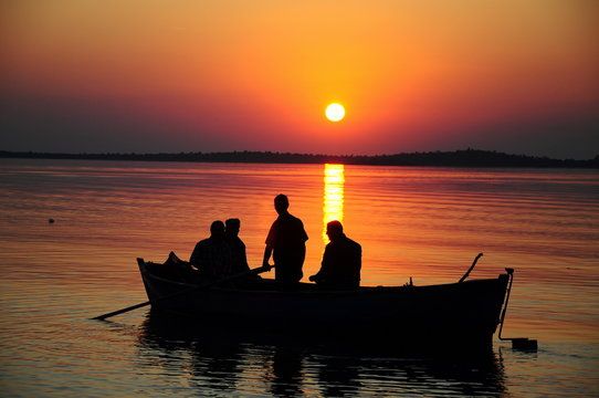 boat on sunset