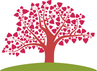 Obraz premium Tree with heart leaves vector